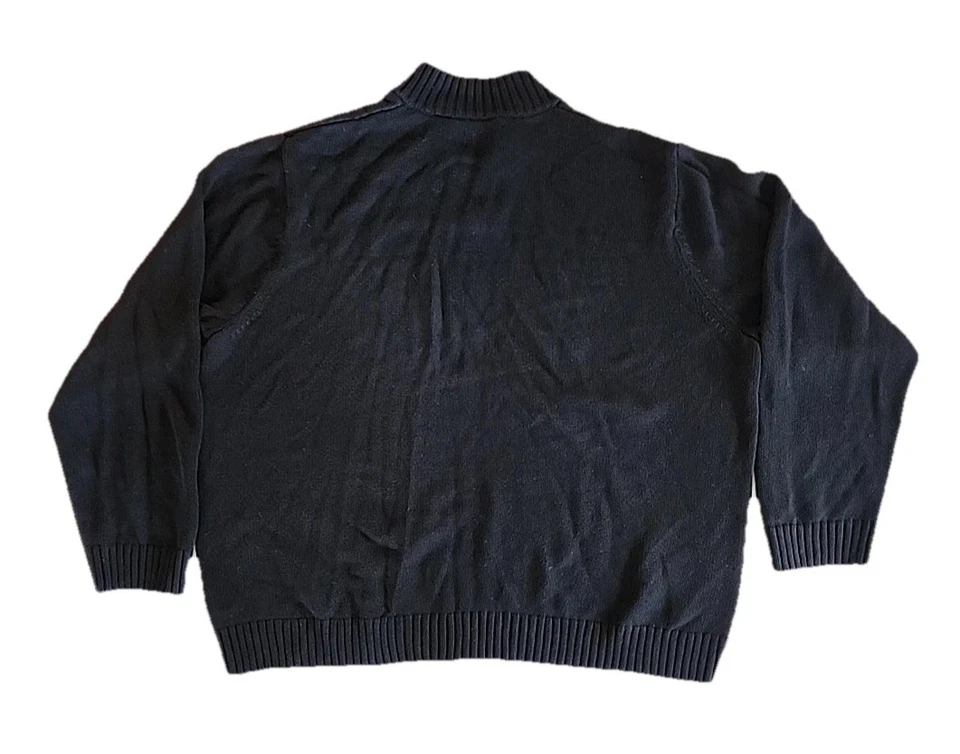 Suéter De Colección Chaps Nordic Fair Isle Reno Abuelo 1/4 Botón Negro Para Hombres XXL Foto 3 de 4