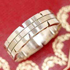 Cartier Tank Francaise Band Ring size US7.75 18k White Gold 750 Auth w/Box #1502