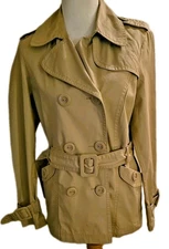 Twenty One belted 6 button classy  Jacket Khaki Size S classy collar coat