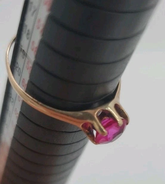14 k gold sweet pink tourmaline solitaire ring size 9 vintage - Image 4 of 4