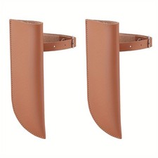 2pcs PU Leather Flagpole Holder Saddle Brown 180x58x18mm