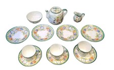 VINTAGE 1900-1940s SMALL ORIENTAL JAPANESE GEISHA TEA SET FLORAL HAND PAINTED 