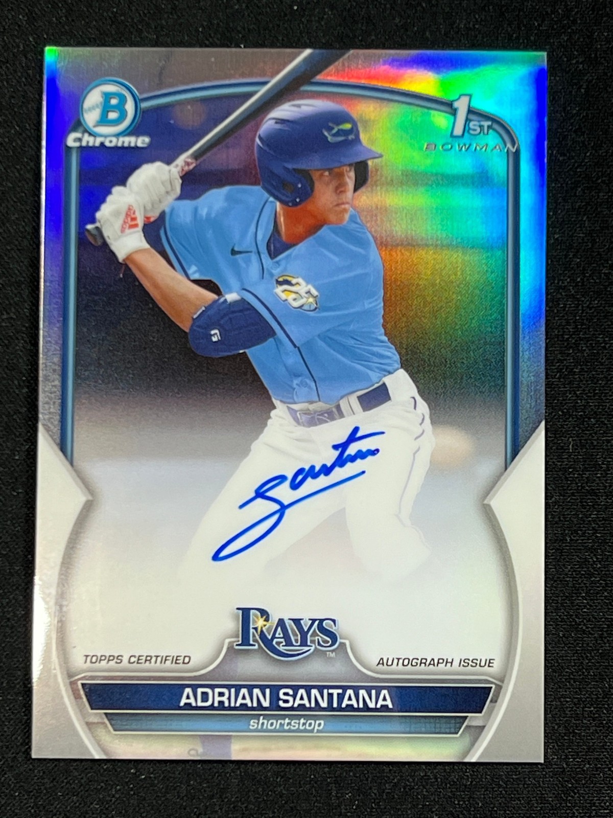 2023 Bowman DRAFT CHROME ADRIAN SANTANA REFRACTOR AUTO 281/499 CDA-AS RAYS