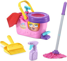 Clean Sweep Learning Caddy, Kids Mop and Broom Cleaning Toy Set for Ages 3-5, Pi
