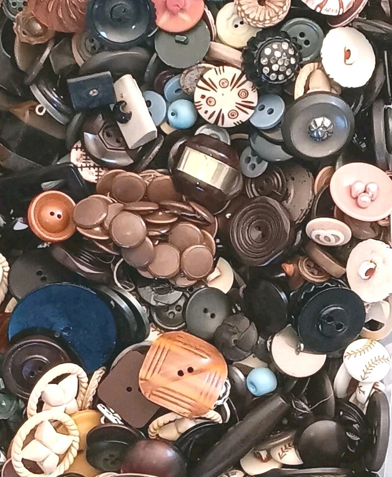 80-95 Botones Vintage Premium Mezcla Plástico Antiguo Material Natural Combinación Metal Foto 2 de 4