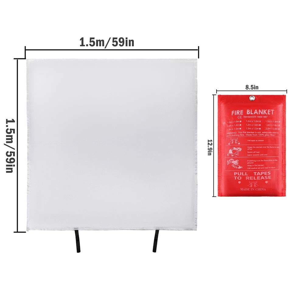 XLARGE FIRE BLANKET Fiberglass Emergency Home Office Retardant Prepared 59''x59" - Image 2 of 4