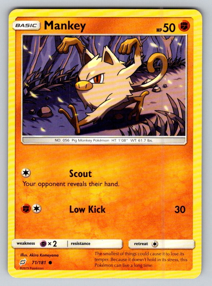 Mankey 2019 Pokemon Sun & Moon Team Up #71/181 Common