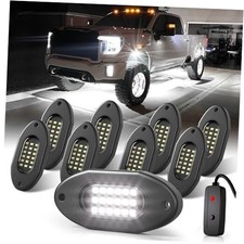 White LED Rock Lights Kits 6000K Rock Lights with Switch 8 Pods Pure White