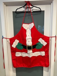 Vintage Super Cute Santa Claus Christmas Holiday Cotton Apron Tie Closure