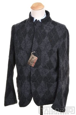 NWT - ENGINEERED GARMENTS Gray Diamond Print Wool Mens Jacket Coat - XL