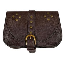 Leather Belt Pouch Renaissance Costume Accessories Medieval 7.5 4.7 - Brown