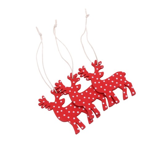 10pcs Wooden Deer Pattern Hanging Ornament Christmas Hanging Pendant Drop Small - Picture 3 of 11