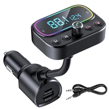 Bluetooth 5.0 Car Wireless FM Transmitter Adapter USB PD Charger Hands-Free