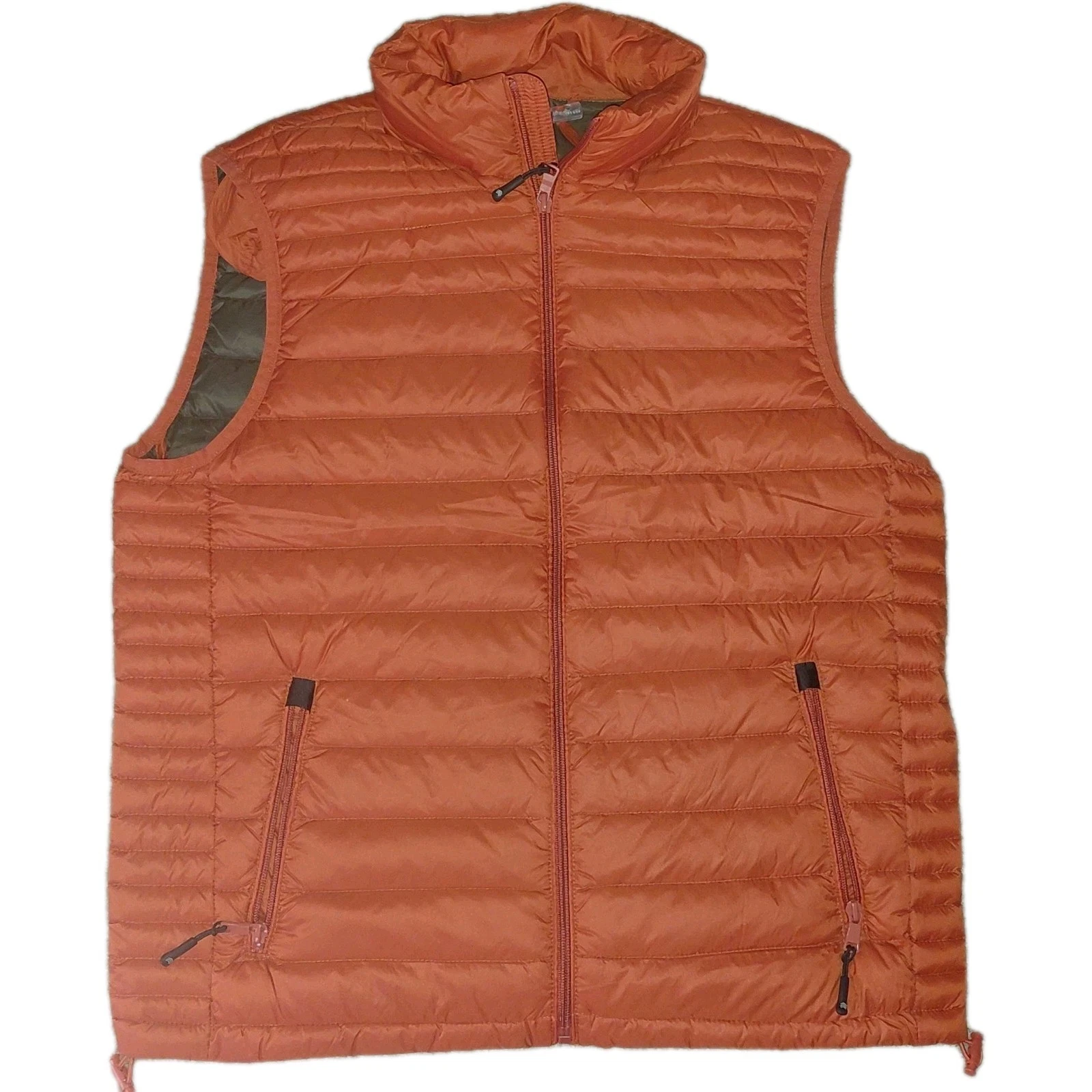 Solaris Packable Natural Down Vest. Orange. M. With Pockets