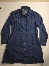 Frye Women's Denim Midi Button Front Dress Size XL Dark Wash Q356