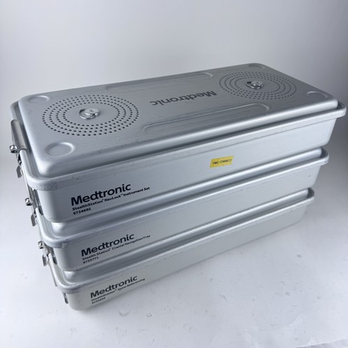CASE MEDICAL MEDTRONIC STERILIZATION CONTAINER WITH LID TRAY NO INSERT LOT OF 3