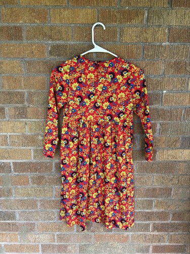 Hanna Anderson Girl's Red Floral Long Sleeve Knit Dress US Size 8 130 - Picture 7 of 7