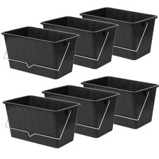 6pcs 15L Black Paint Scuttle w/ Metal Handle Large Rollers Plastic Ribbed Bucket