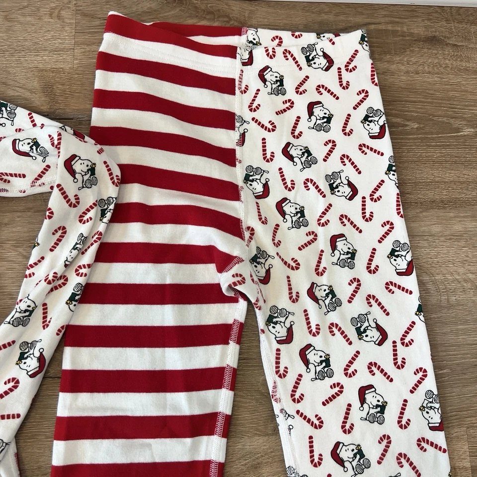 Hanna Anderson Snoopy Peanuts Christmas Holiday Pajamas Sz 10 Pj Set - Image 3 of 4