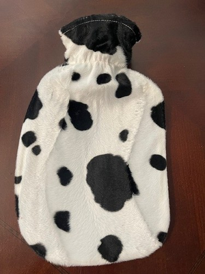 #ad Fashy Blue Hot Water Bottle w Faux Cow cover for Pain Warmth 2L New $17.99