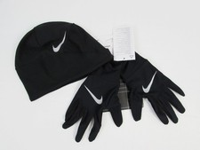Nike Essentials Mens Running Hat And Glove Set Black Reflective Fleece Men's S/M