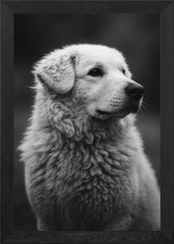 Kuvasz Dog Framed Wall Art Poster Canvas Print Picture