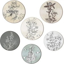 Barydat 6 Pieces Boho Plant Wall Art Decor Wooden Boho Farmhouse Rustic Bohemian