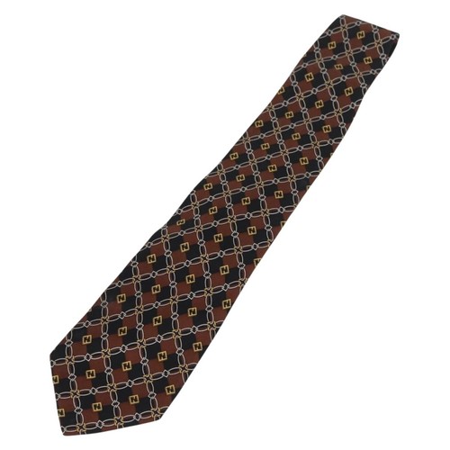 FENDI Necktie Silk Brown Auth 174883A