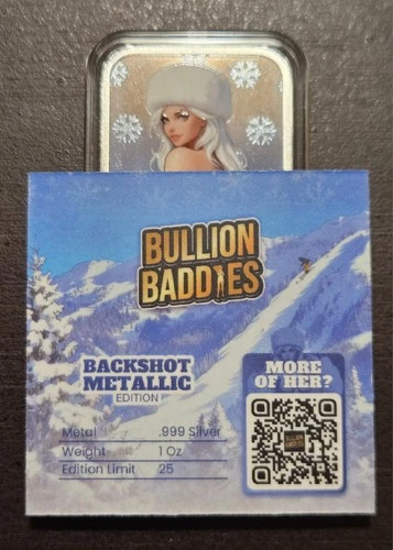 Ultra Rare Backshot Metallic Bella Ski Bunny Bullion Baddies Silver Bar 1 Of 25