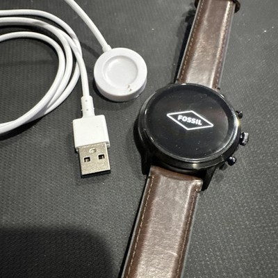 Fossil Gen 5 Smart Watch DW10F1 Tested Working Genuine Leather Band
