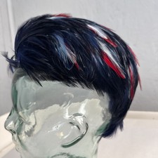 Vintage Womens Feathered Pillbox Hat Dark Blue Fashion Fascinator Chapeau