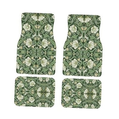 William Morris Floral Car Floor Mats-Double Layer Thick Morris Green Flower