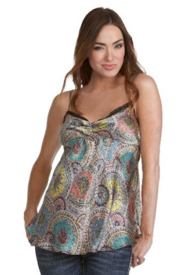 ABS by Allen Schwartz Silk Paisley Print Ruffle Back Camisole Tank Top XS