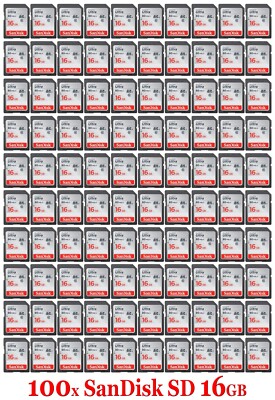 LOT 100x SanDisk Ultra 16GB 80MB/s SD SDHC SDSDUNB Camera Card 10 x 16 GB