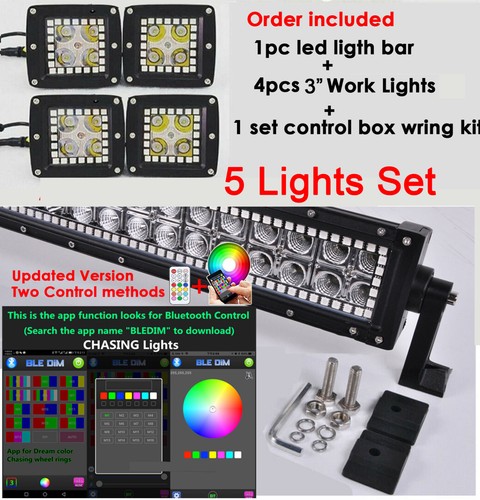 50/42/32/22/14inch Led Light Bar w/ Chasing RGB Halo Kit 3" 4" Work Light Pods - Picture 92 of 118