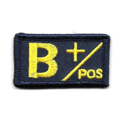 Blue Yellow Medical Alert Blood Type B+ Positive Patch Fits For VELCRO  BRAND