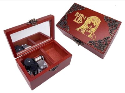 VINTAGE ELFEN LIED CUSTOM ENGRAVE WIND UP MUSIC BOX  : ELFEN LIED - LILIUM
