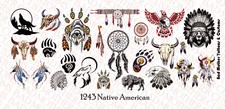 1/12 Scale Waterslide Decals for Action Figure tattoos: Native American inspired