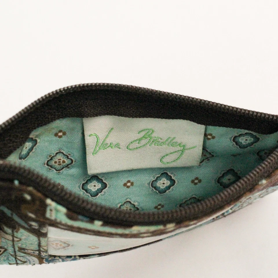 Vera Bradley Cachemire Bleu Floral Matelassé Fermeture Porte-Monnaie Pochette - - Photo 4/4