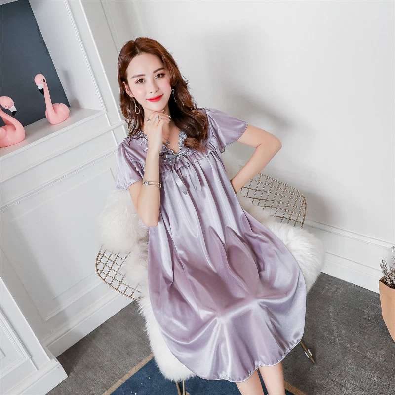 Spring Autumn Women's Ice Silk Satin Pajamas European Style