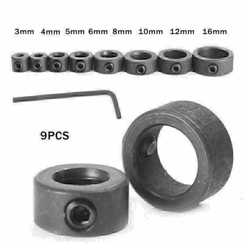 8pcs Countersink Drill Bit Set Adjustable Depth Stop Collar