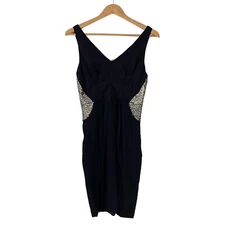 Greylin Women’s Size Small Black Sequin Side Detail Lightweight 100% Silk Dress