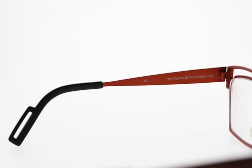 THEO ENGETSU 431 ORANGE BROWN TITANIUM EYEGLASSES BELGIUM 53/15 MM W/ CASE - Picture 6 of 9