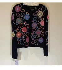 Michael Simon- NWT- Women’s Large Sweater/Cardigan - Gorgeous- Floral Swirls