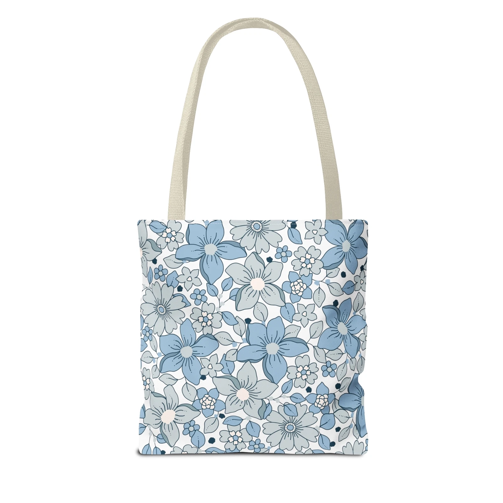 Blue And Grey Flowers Tote Bag (AOP)