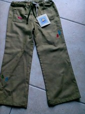 Pantalon fille PETIT BATEAU en 6 ans vert kaki chevrons feuilles rose bleu NEUF