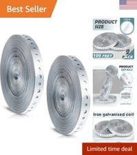 2 Rolls Galvanized Hanger Straps 3/4 Inch x 100ft Bendable Pipe Hanger Thin M...
