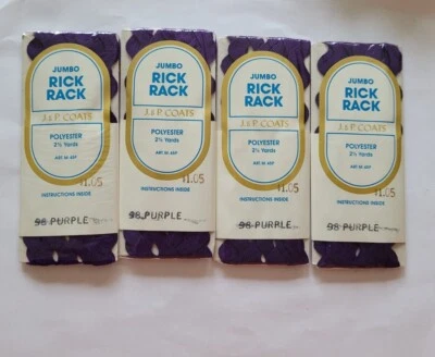 Vintage J & P Coats Purple No. 98 Jumbo Rick Rack Lot of 4 - Image 1 of 2