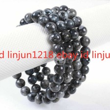 4pcs 6/8/10mm Larvikite Gemstone Labradorite Beads Stretchable Bracelet 7.5"