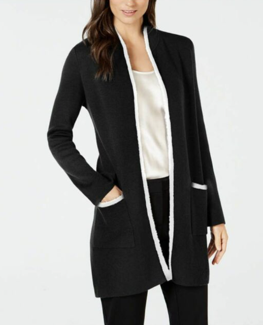 womens black eyelash cardigan